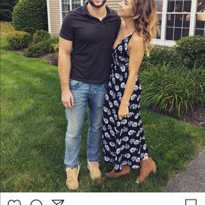 Black floral wrap tank dress small EUC